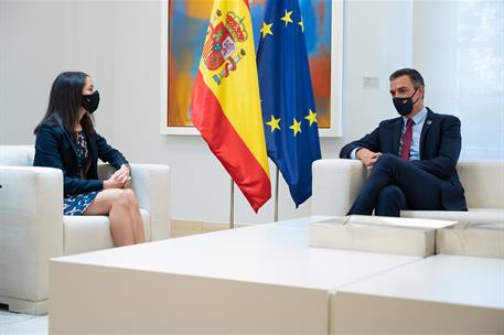 2/09/2020. Pedro Sánchez recibe a la presidenta de Ciudadanos. El presidente del Gobierno, Pedro Sánchez, y la presidente de Ciudadanos, Iné...