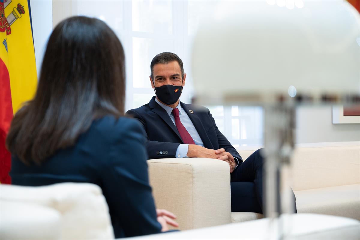 2/09/2020. Pedro Sánchez recibe a la presidenta de Ciudadanos. El presidente del Gobierno, Pedro Sánchez, y la presidente de Ciudadanos, Iné...