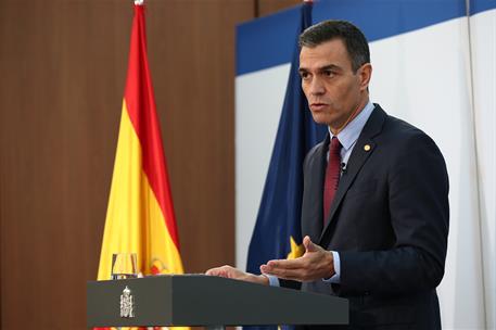 2/10/2020. Pedro Sánchez comparece al término del Consejo Europeo extraordinario. El presidente del Gobierno, Pedro Sánchez, durante su inte...