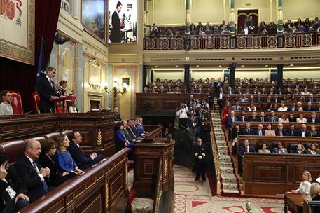 3/02/2020. Pedro Sánchez asiste a la apertura de la XIV Legislatura. El presidente del Gobierno, Pedro Sánchez, asiste a la solemne ceremoni...
