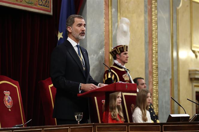 3/02/2020. Pedro Sánchez asiste a la apertura de la XIV Legislatura. El Rey Felipe VI preside la sesión de apertura de la XIV Legislatura.