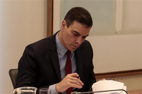 3/05/2020. Conferencia del presidente del Gobierno con los presidentes autonómicos. El presidente del Gobierno, Pedro Sánchez, mantiene la o...