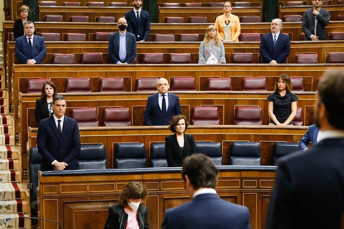 3/06/2020. Pedro Sánchez interviene en el debate sobre la prórroga del estado de alarma. El presidente del Gobierno, Pedro Sánchez, durante ...