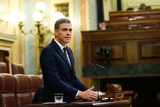 El presidente del Gobierno, Pedro Sánchez, durante su intervención en el Congreso de los Diputados