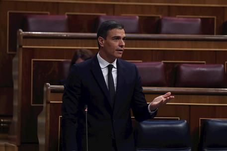 3/06/2020. El presidente del Gobierno, Pedro Sánchez, en la sesión de control del Congreso