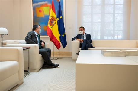 3/09/2020. Sánchez se reúne con el portavoz del Grupo Vasco (EAJ-PNV) del Congreso. El presidente del Gobierno, Pedro Sánchez, durante su re...