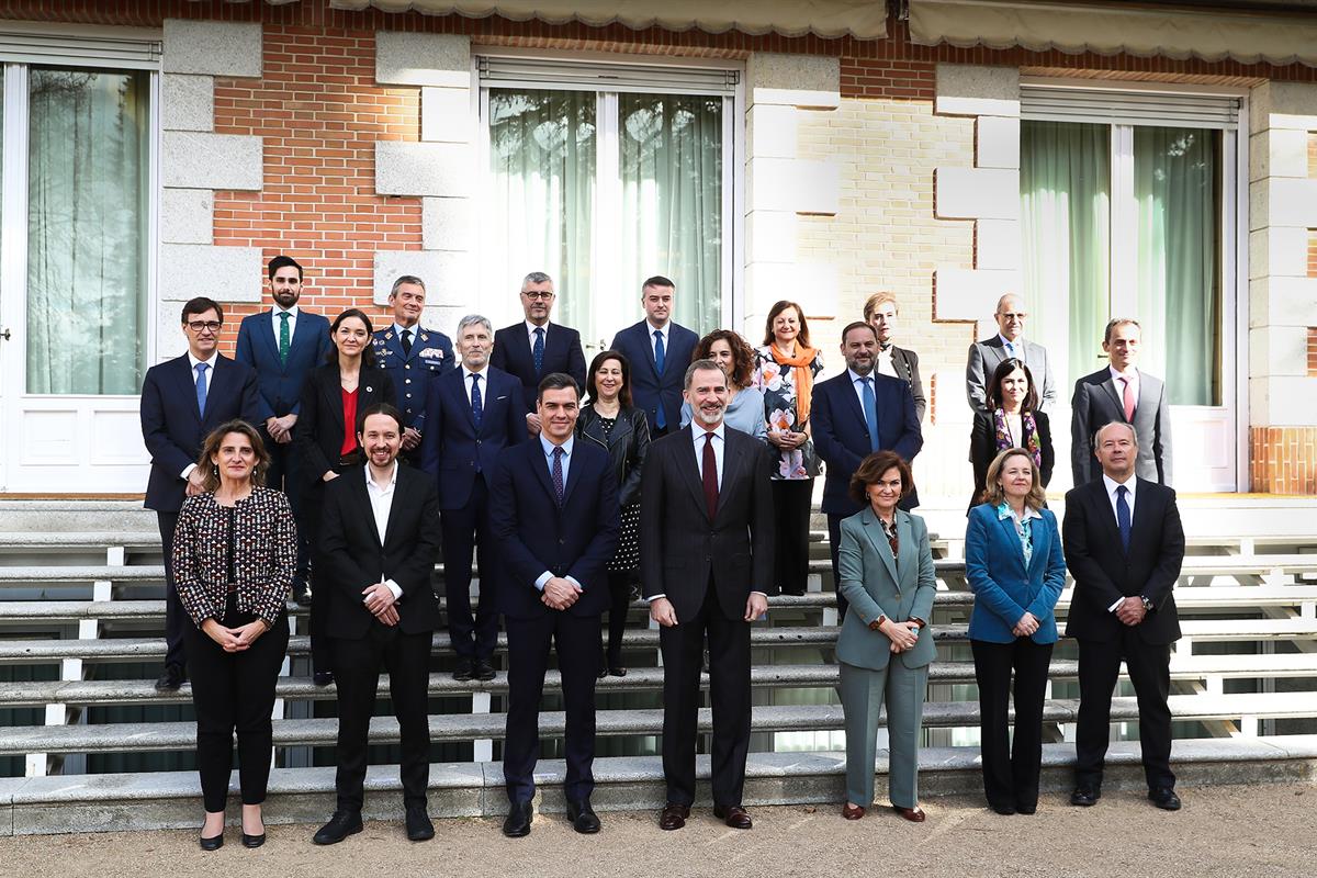 4/03/2020. El presidente del Gobierno asiste a la reunión del Consejo de Seguridad Nacional. El Rey Felipe VI, junto al presidente del Gobie...