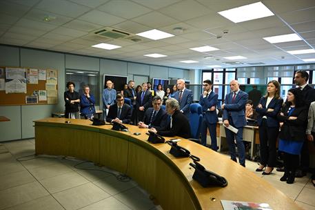 4/03/2020. Sánchez visita el Centro de Coordinación de Alertas y Emergencias Sanitarias del Ministerio de Sanidad. El presidente del Gobiern...