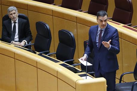 5/05/2020. Pedro Sánchez asiste a la sesión de control en el Senado