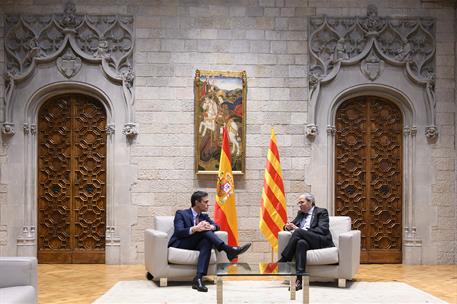 6/02/2020. Pedro Sánchez se reúne con el president de la Generalitat de Catalunya, Joaquim Torra. El presidente del Gobierno, Pedro Sánchez,...