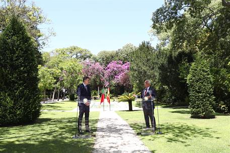 6/07/2020. Pedro Sánchez se reúne con Antònio Costa en Portugal. El presidente del Gobierno, Pedro Sánchez, y el primer ministro de la Repúb...