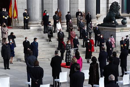 6/12/2020. Acto institucional por el Día de la Constitución. El presidente del Gobierno, Pedro Sánchez, participa, junto a todos los miembro...