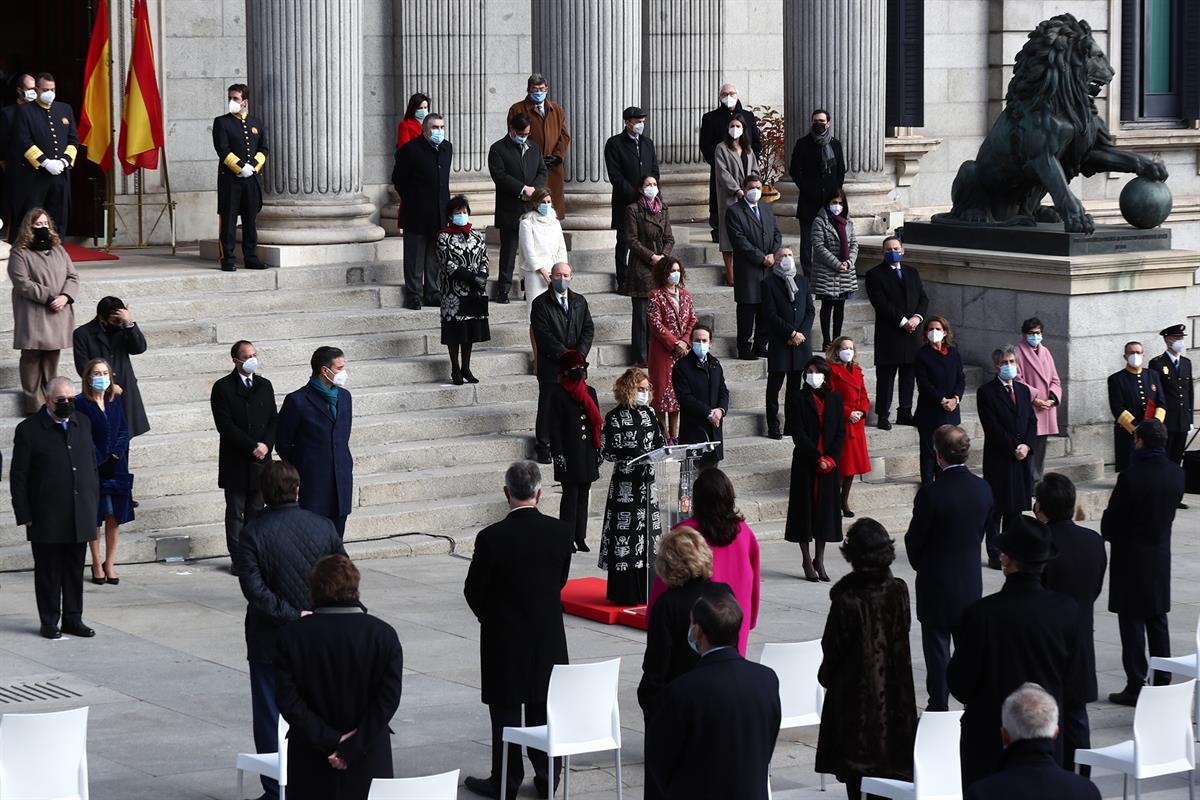 6/12/2020. Acto institucional por el Día de la Constitución. El presidente del Gobierno, Pedro Sánchez, participa, junto a todos los miembro...