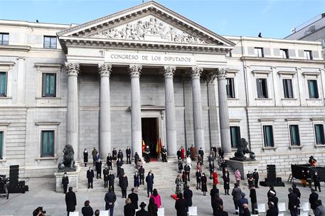 6/12/2020. Acto institucional por el Día de la Constitución. El presidente del Gobierno, Pedro Sánchez, participa, junto a todos los miembro...