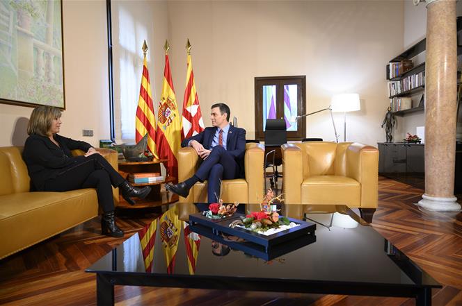 7/02/2020. Pedro Sánchez se reúne con la presidenta de la Diputación de Barcelona. El presidente del Gobierno, Pedro Sánchez, durante la reu...