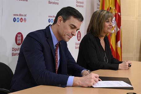 7/02/2020. Pedro Sánchez se reúne con la presidenta de la Diputación de Barcelona. El presidente del Gobierno, Pedro Sánchez, durante la reu...