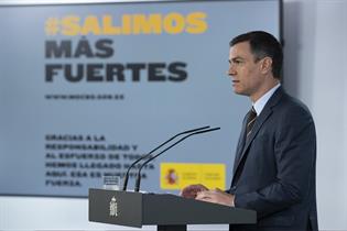 El presidente del Gobierno, Pedro Sánchez, durante su comparecencia en La Moncloa