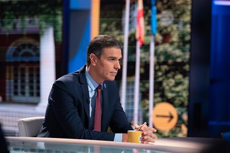 7/09/2020. Entrevista a Pedro Sánchez en 'La hora de La 1', de Televisión Española. El presidente del Gobierno, Pedro Sánchez, durante la en...