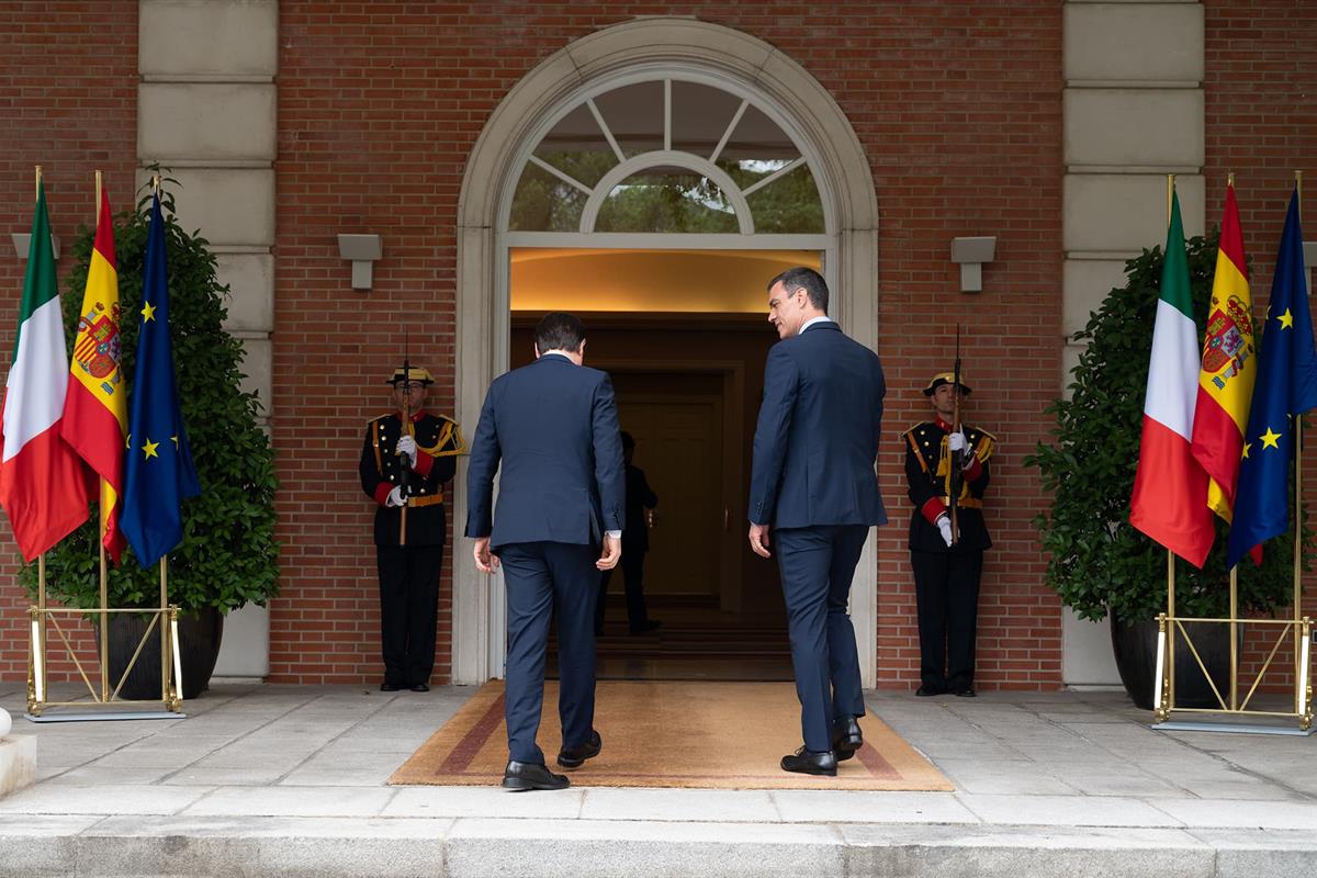 8/07/2020. El presidente del Gobierno recibe al primer ministro de la República Italiana. El presidente del Gobierno, Pedro Sánchez, y el pr...