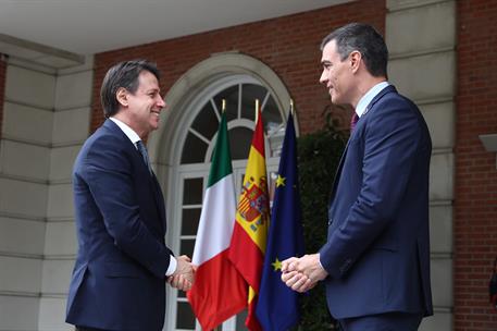 8/07/2020. El presidente del Gobierno recibe al primer ministro de la República Italiana. El presidente del Gobierno, Pedro Sánchez, y el pr...