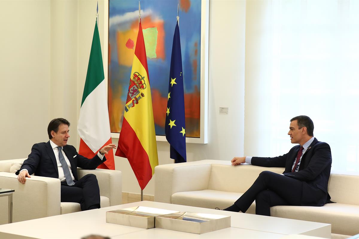 8/07/2020. El presidente del Gobierno recibe al primer ministro de la República Italiana. El presidente del Gobierno, Pedro Sánchez, y el pr...