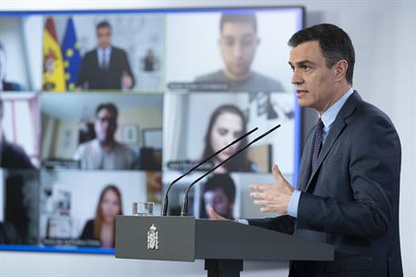 9/05/2020. Comparecencia del presidente del Gobierno. El presidente del Gobierno, Pedro Sánchez, durante su comparecencia para dar cuenta de...