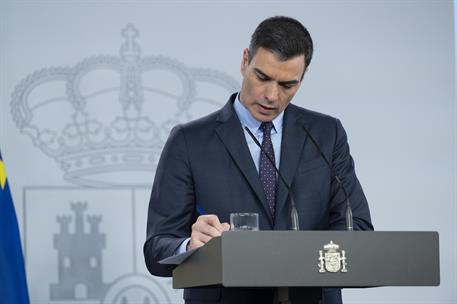 9/05/2020. Comparecencia del presidente del Gobierno. El presidente del Gobierno, Pedro Sánchez, durante su comparecencia para dar cuenta de...