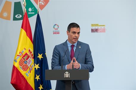 9/07/2020. Sánchez presenta el Plan de choque por la Ciencia y la Innovación. El presidente del Gobierno, Pedro Sánchez, durante la presenta...