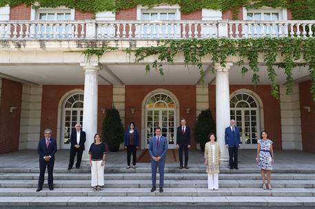 9/07/2020. Sánchez presenta el Plan de choque por la Ciencia y la Innovación. El presidente del Gobierno, Pedro Sánchez, junto a la la vicep...