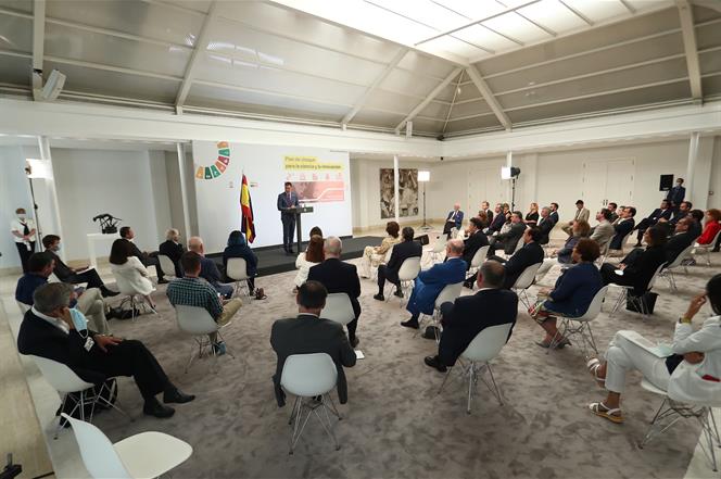 9/07/2020. Sánchez presenta el Plan de choque por la Ciencia y la Innovación. El presidente del Gobierno, Pedro Sánchez, durante la presenta...