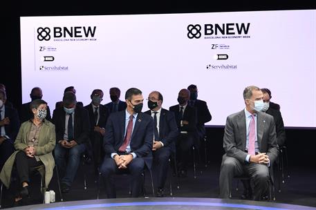 9/10/2020. Sánchez asiste a la Barcelona New Economy Week-BNEW. El presidente del Gobierno, Pedro Sánchez, asiste al acto de entrega de prem...