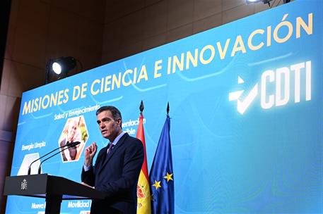 9/12/2020. Sánchez preside la presentación del Programa Misiones de Ciencia e Innovación. El presidente del Gobierno, Pedro Sánchez, durante...