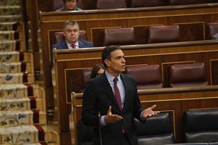 El presidente del Gobierno, Pedro Sánchez, durante la sesión de control al Ejecutivo en el Congreso