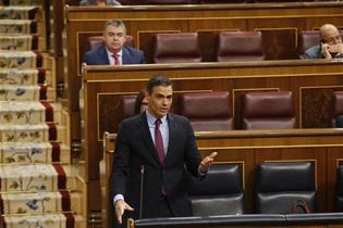 El presidente del Gobierno, Pedro Sánchez, durante la sesión de control al Ejecutivo en el Congreso