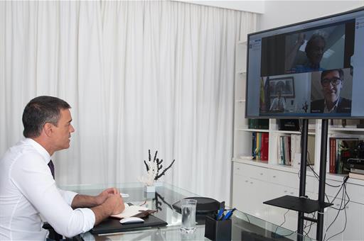 10/08/2020. Sánchez preside, por videoconferencia, la reunión del Comité de Seguimiento del Coronavirus