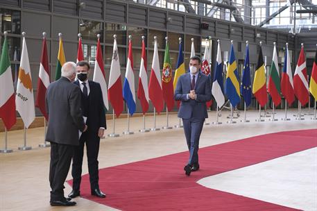 10/12/2020. Sánchez participa en la reunión del Consejo Europeo. El presidente del Gobierno, Pedro Sánchez, a su llegada a la sede del Conse...