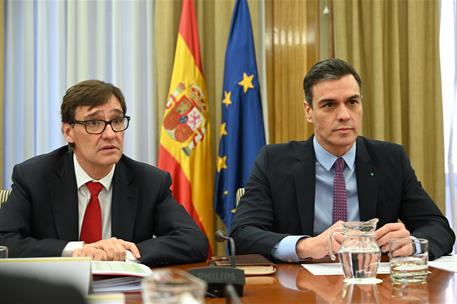 11/03/2020. Predo Sánchez preside el Comité de Evaluación y Seguimiento del Coronavirus. El presidente del Gobierno, Pedro Sánchez, junto al...