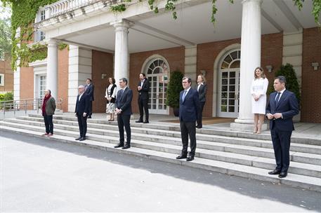 11/05/2020. Gobierno y agentes sociales firman el Acuerdo Social que prorroga los ERTE hasta el 30 de junio. El presidente del Gobierno, Ped...