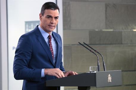 12/01/2020. Sánchez detalla la composición del nuevo Gobierno. El presidente del Gobierno, Pedro Sánchez, durante la declaración institucion...