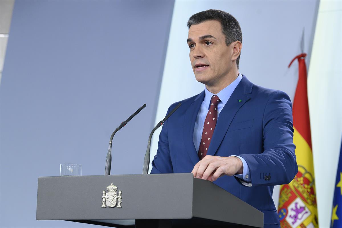 12/01/2020. Sánchez detalla la composición del nuevo Gobierno. El presidente del Gobierno, Pedro Sánchez, durante su comparecencia ante los ...