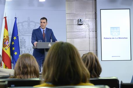 12/01/2020. Sánchez detalla la composición del nuevo Gobierno. El presidente del Gobierno, Pedro Sánchez, durante su comparecencia ante los ...