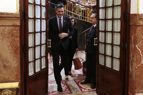 12/02/2020. Sesión parlamentaria de control al Gobierno. El presidente del Gobierno, Pedro Sánchez, acompañado de la vicepresidenta primera ...