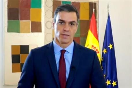 12/11/2020. Videomensaje de Pedro Sánchez en el Foro de París por la Paz