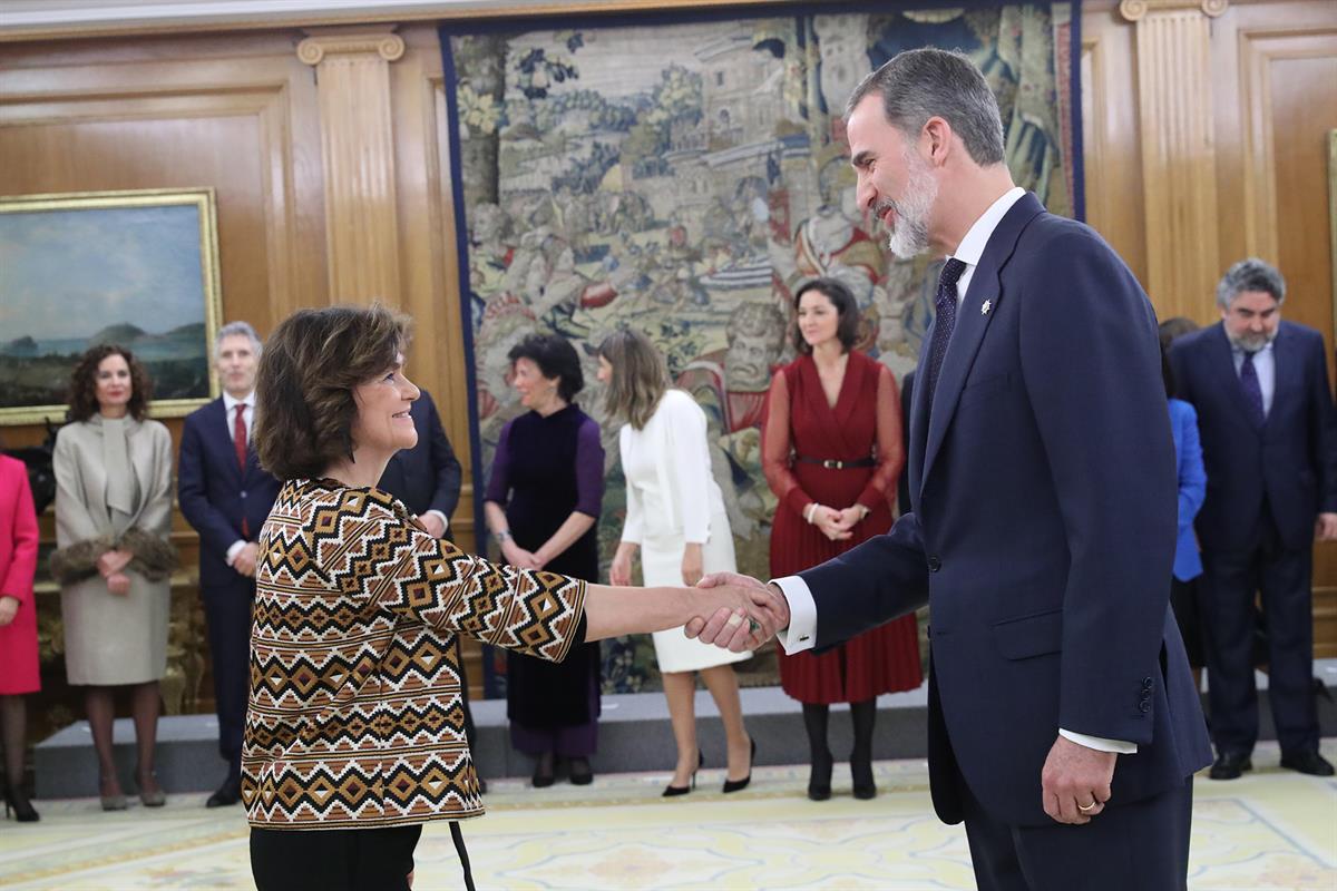 13/01/2020. Toma de posesión del Gobierno presidido por Pedro Sánchez. La vicepresidenta primera y ministra de la Presidencia, Relaciones co...