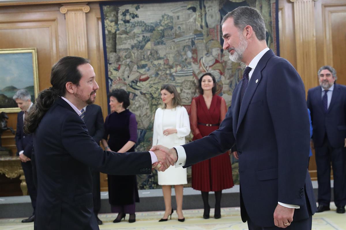 13/01/2020. Toma de posesión del Gobierno presidido por Pedro Sánchez. El vicepresidente segundo y ministro de Derechos Sociales y Agenda 20...