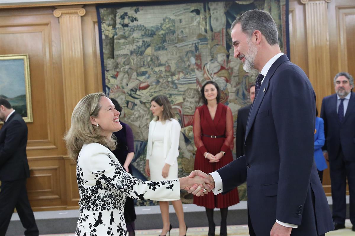 13/01/2020. Toma de posesión del Gobierno presidido por Pedro Sánchez. La vicepresidenta tercera y ministra de Asuntos Económicos y Transfor...