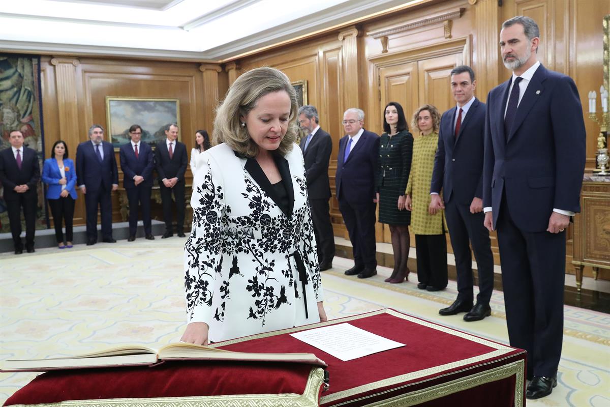 13/01/2020. Toma de posesión del Gobierno presidido por Pedro Sánchez. La vicepresidenta tercera y ministra de Asuntos Económicos y Transfor...