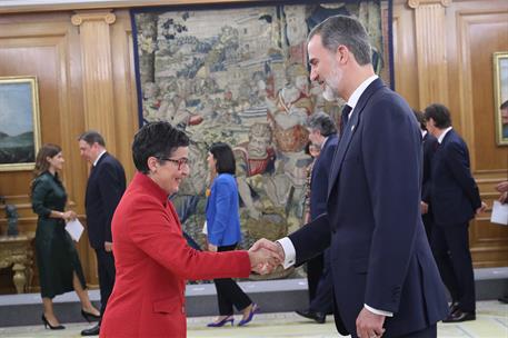 13/01/2020. Toma de posesión del Gobierno presidido por Pedro Sánchez. La ministra de Asuntos Exteriores, Unión Europea y Cooperación, María...