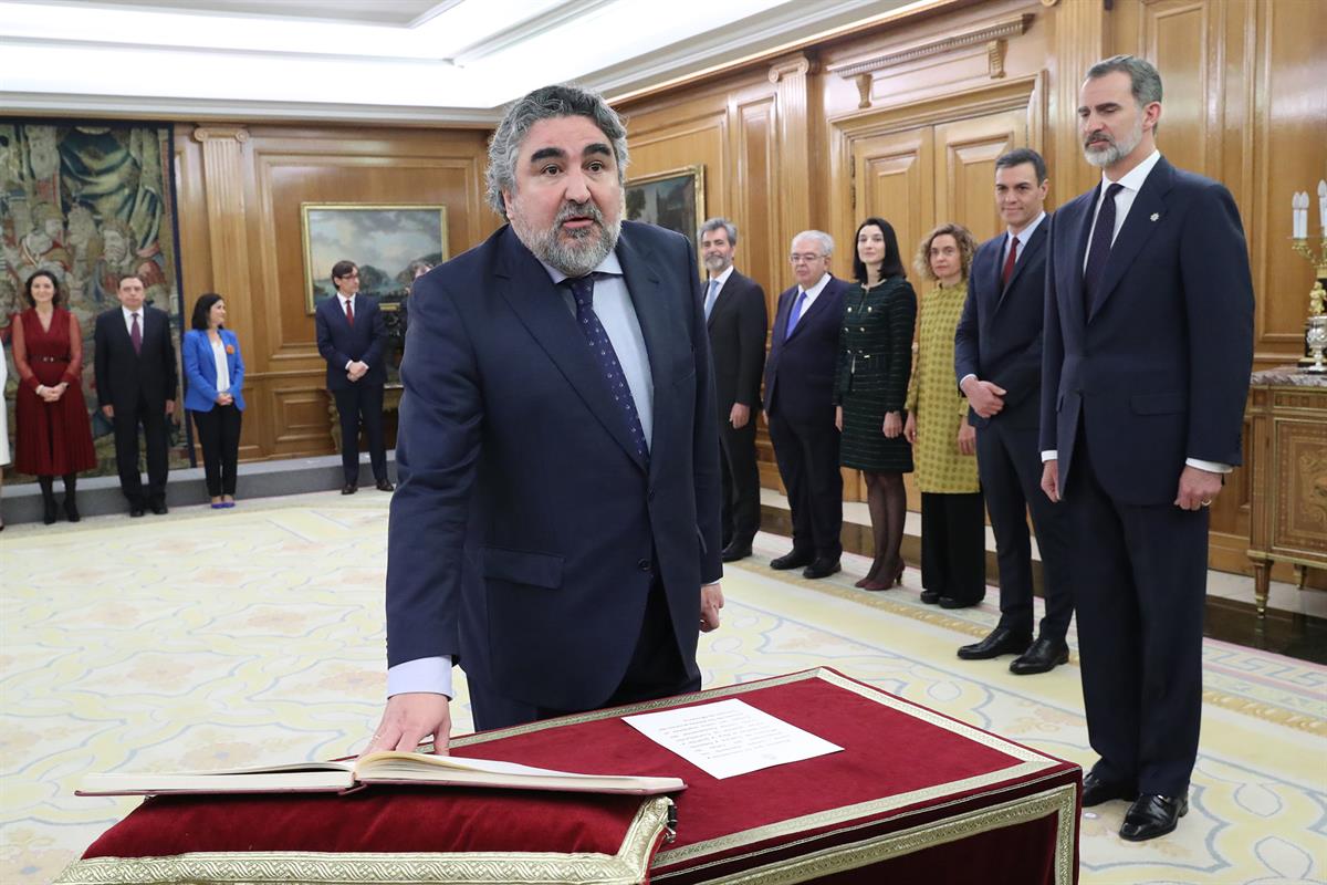 13/01/2020. Toma de posesión del Gobierno presidido por Pedro Sánchez. El ministro de Cultura y Deporte, José Manuel Rodríguez Uribes, prome...