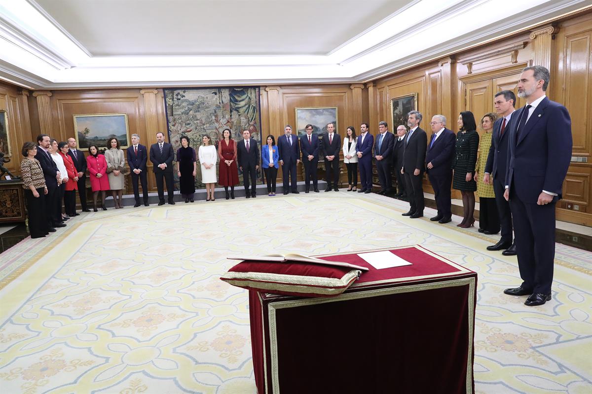 13/01/2020. Toma de posesión del Gobierno presidido por Pedro Sánchez. Los miembros del Gobierno de Pedro Sánchez, momentos antes de promete...